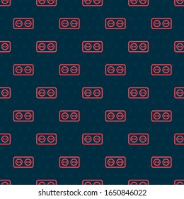 Red line Electrical outlet icon isolated seamless pattern on black background. Power socket. Rosette symbol.  Vector Illustration