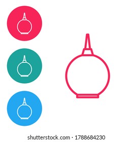 Red line Enema icon isolated on white background. Enema with a plastic tip. Medical pear. Set icons in circle buttons. Vector Illustration