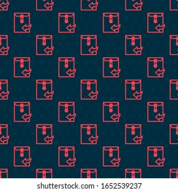 Red line Envelope icon isolated seamless pattern on black background. Received message concept. New, email incoming message, sms. Mail delivery service.  Vector Illustration