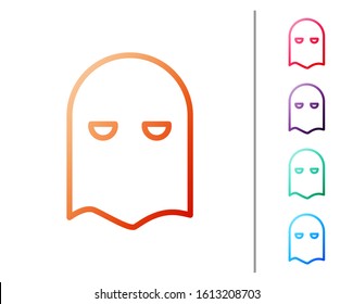 Red line Executioner mask icon isolated on white background. Hangman, torturer, executor, tormentor, butcher, headsman icon. Set color icons. Vector Illustration