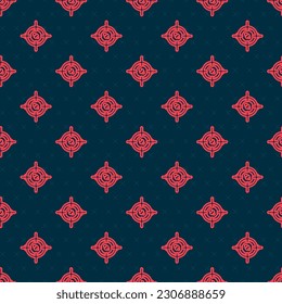 Icono de exploración de ojos de línea roja aislado patrón sin fisuras en fondo negro. Escaneando el ojo. Símbolo de comprobación de seguridad. Signo de ciberojo.  Vector