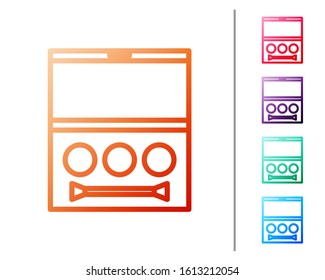 Red line Eye shadow palette with brush icon isolated on white background. Set color icons. Vector Illustration