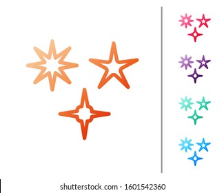 Red line Falling star icon isolated on white background. Meteoroid, meteorite, comet, asteroid, star icon. Set color icons. Vector Illustration