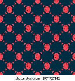 Red line Fingerprint icon isolated seamless pattern on black background. ID app icon. Identification sign. Touch id.  Vector
