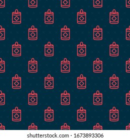 Red line Firework icon isolated seamless pattern on black background. Concept of fun party. Explosive pyrotechnic symbol.  Vector Illustration