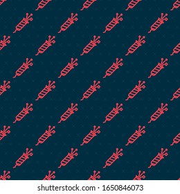 Red line Firework rocket icon isolated seamless pattern on black background. Concept of fun party. Explosive pyrotechnic symbol.  Vector Illustration