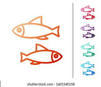 Red line Fish icon isolated on white background. Set color icons. Vector Illustration