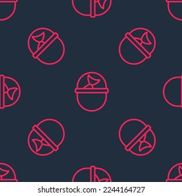 Red line Fishing bucket with fish icon isolated seamless pattern on black background. Fish in a bucket.  Vector