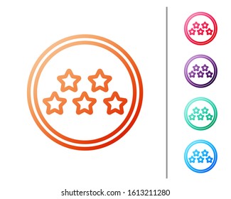 Red line Five stars customer product rating review icon isolated on white background. Favorite, best rating, award symbol. Set color icons. Vector Illustration