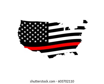 Red Line Flag in USA map 