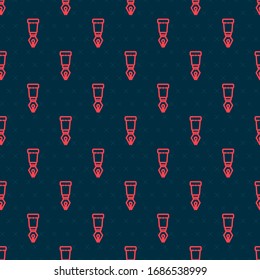 Red line Fountain pen nib icon isolated seamless pattern on black background. Pen tool sign.  Vector Illustration