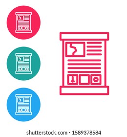 Red line Game guide icon isolated on white background. User manual, instruction, guidebook, handbook. Set icons in circle buttons. Vector Illustration