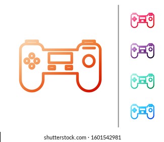 Red line Gamepad icon isolated on white background. Game controller. Set color icons. Vector Illustration