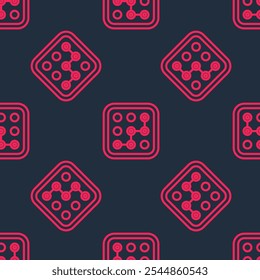 Red line Graphic password protection and safety access icon isolated seamless pattern on black background. Security, safety, protection, privacy concept.  Vector