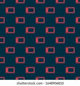 Red line Graphic tablet icon isolated seamless pattern on black background.  Vector Illustration