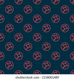 Red line Great Bear constellation icon isolated seamless pattern on black background.  Vector