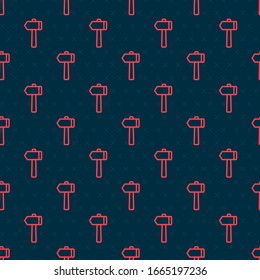 Icono de martillo rojo aislado sin fisuras en fondo negro. Herramienta de reparación. Ilustración vectorial