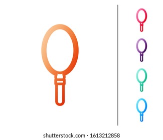 Red line Hand mirror icon isolated on white background. Set color icons. Vector Illustration