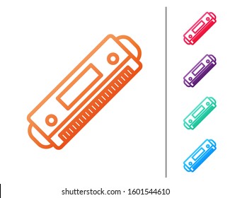 Red line Harmonica icon isolated on white background. Musical instrument. Set color icons. Vector Illustration