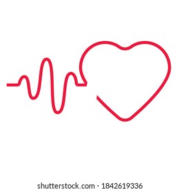 Corazón de línea roja, puls. Señal de ilustración del vector.