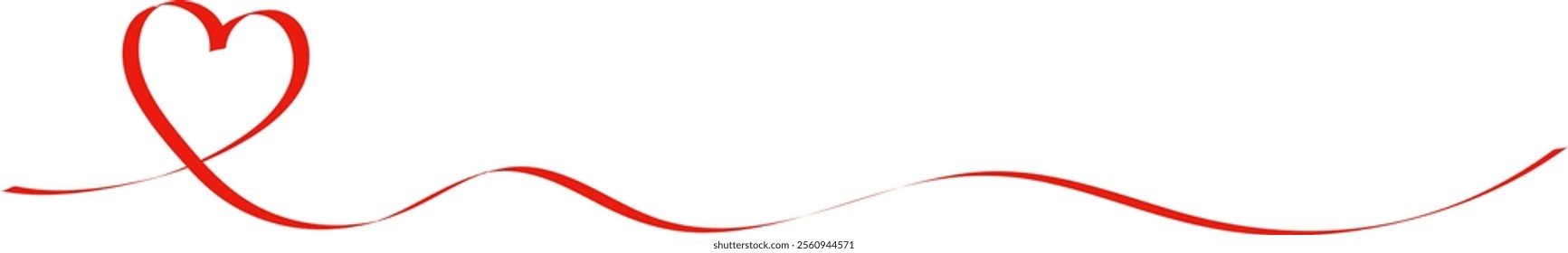 Red line heart shape border on transparent background for valentines day. Valentines Day greeting card. Valentines day background. Vector EPS 10