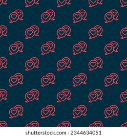 Red line Heart in speech bubble icon isolated seamless pattern on black background. Happy Valentines day.  Vector