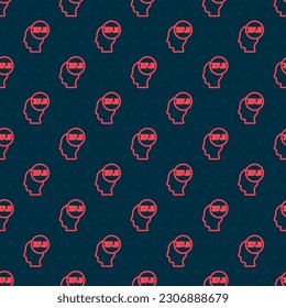 Red line High human body temperature or get fever icon isolated seamless pattern on black background. Disease, cold, flu symptom.  Vector