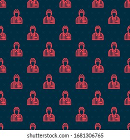 Red line Hockey judge, referee, arbiter icon isolated seamless pattern on black background.  Vector Illustration