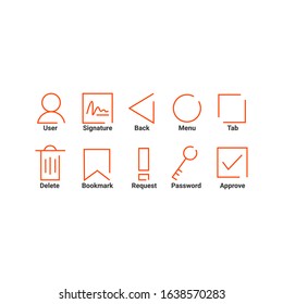 Red line icon flat set collection vector eps 10