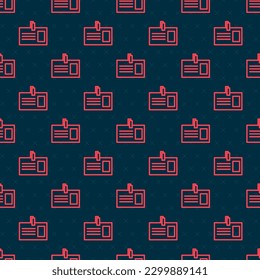 Red line Identification badge icon isolated seamless pattern on black background. It can be used for presentation, identity of the company, advertising.  Vector Illustration