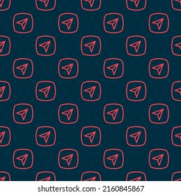 Red line Infographic of city map navigation icon isolated seamless pattern on black background. Interface concept design. Geolocation concept.  Vector