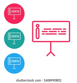 Red line Information icon isolated on white background. Set icons in circle buttons. Vector Illustration