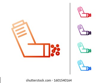 Red line Inhaler icon isolated on white background. Breather for cough relief, inhalation, allergic patient. Medical allergy asthma inhaler spray. Set color icons. Vector Illustration