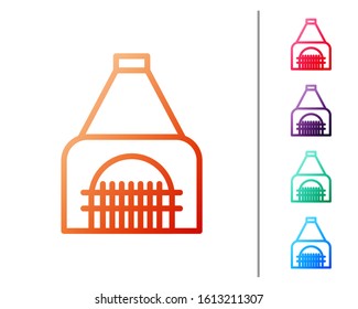 Red line Interior fireplace icon isolated on white background. Set color icons. Vector Illustration