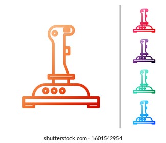 Red line Joystick for arcade machine icon isolated on white background. Joystick gamepad. Set color icons. Vector Illustration