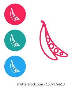Red line Kidney beans icon isolated on white background. Set icons in circle buttons. Vector Illustration
