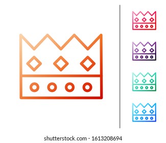 Red line King crown icon isolated on white background. Set color icons. Vector Illustration