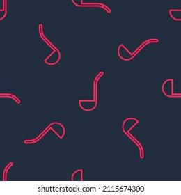 Red line Kitchen ladle icon isolated seamless pattern on black background. Cooking utensil. Cutlery spoon sign.  Vector