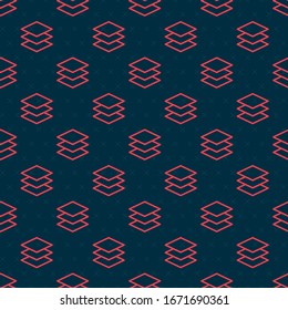 Red line Layers icon isolated seamless pattern on black background.  Vector Illustration