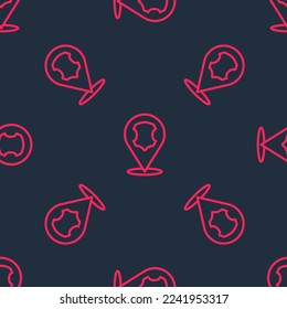 Red line Leather icon isolated seamless pattern on black background.  Vector