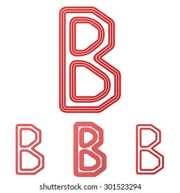Red line letter b logo design set

