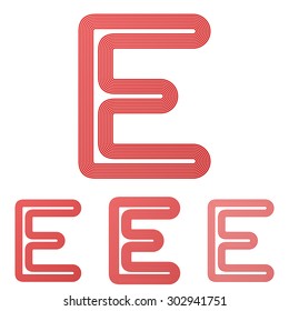 Red line letter e logo design set