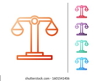 Red line Libra zodiac sign icon isolated on white background. Astrological horoscope collection. Set color icons. Vector Illustration