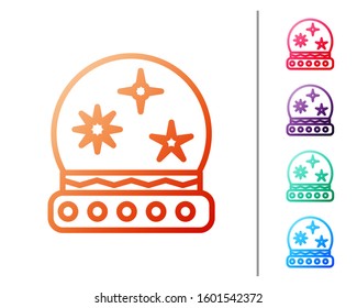 Red line Magic ball icon isolated on white background. Crystal ball. Set color icons. Vector Illustration
