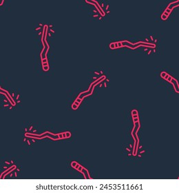 Icono de la varita mágica aislado patrón sin fisuras sobre fondo negro. Accesorio mágico en forma de estrella. Poder mágico. Feliz Halloween.  Vector
