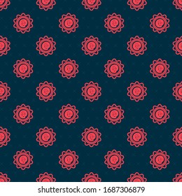 Icono de la línea roja Correo y correo electrónico aislado sin problemas en el fondo negro. Símbolo de sobres e-mail. Signo de mensaje de correo electrónico. Ilustración vectorial