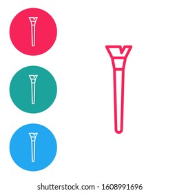 Red line Makeup brush icon isolated on white background. Set icons in circle buttons. Vector Illustration
