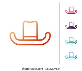 Red line Man hat with ribbon icon isolated on white background. Set color icons. Vector Illustration