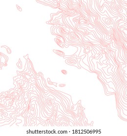 Red line map topography. Mountain hiking. Topographic map concept with space for your copy. 3D Cartography concept background. Map mockup infographics. World map Template. Stock vector illustration