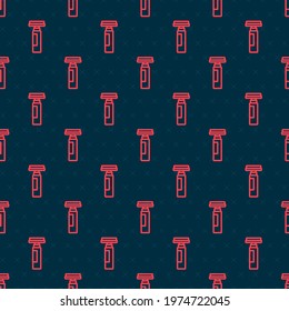 Red line Marker pen icon isolated seamless pattern on black background.  Vector